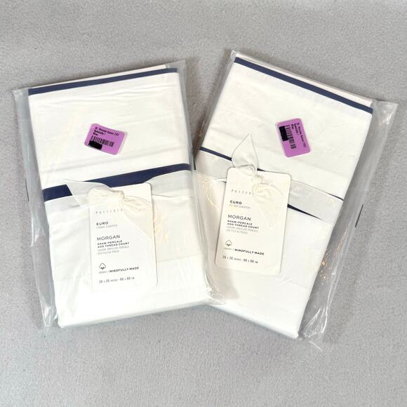 Pottery Barn Morgan Pillow Shams 26" Set of 2 White NWT - Picture 1 of 3